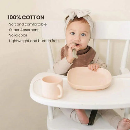 Soft Cotton Baby Bibs (3‑Pack Random Color) - Peekabox