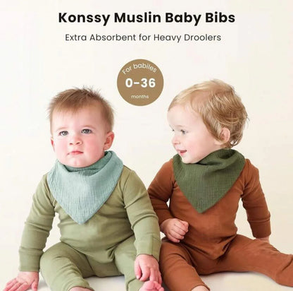 Soft Cotton Baby Bibs (3‑Pack Random Color) - Peekabox