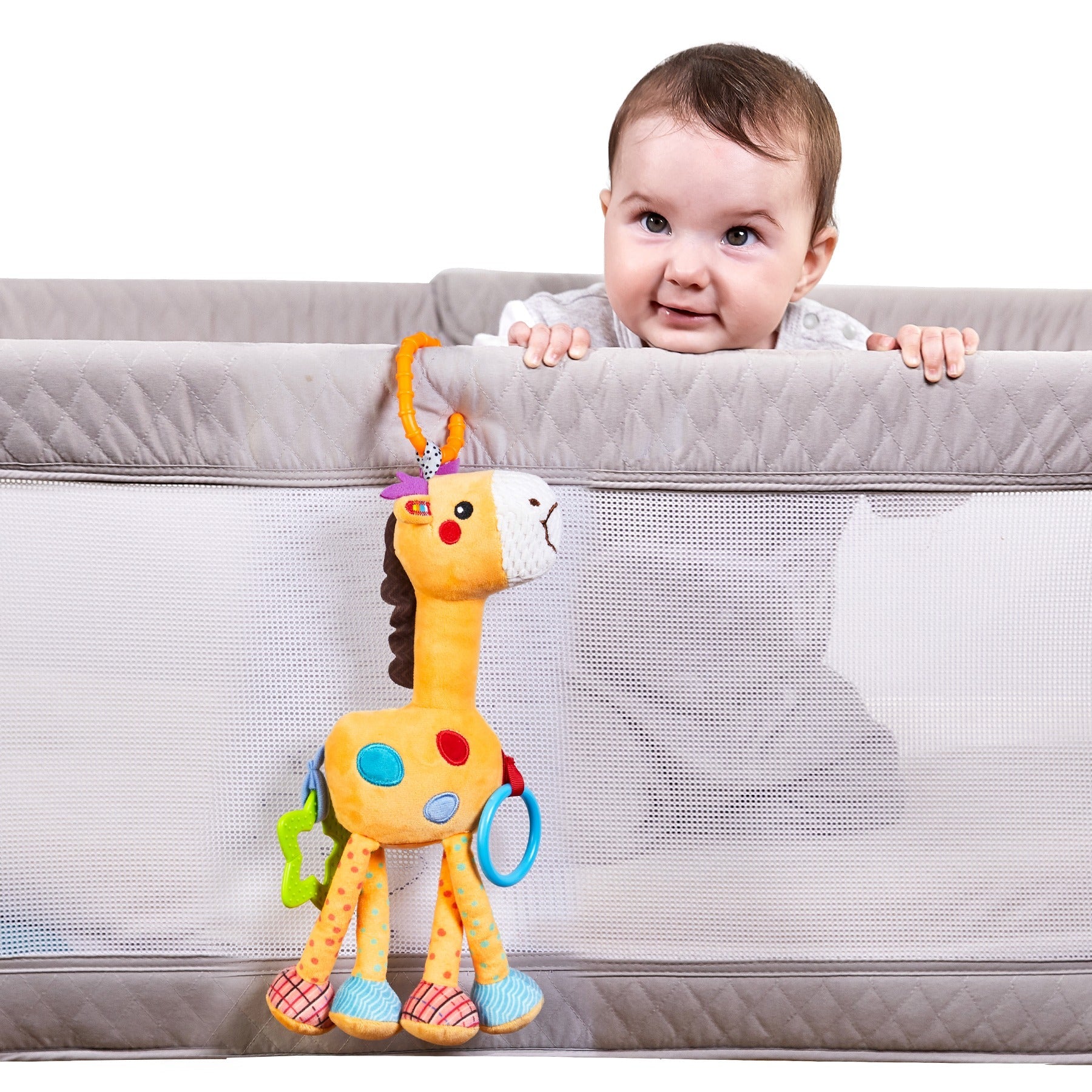 Soft baby rattle toy fabric quality demonstration