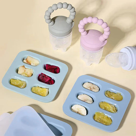 Silicone Baby Fruit Feeder and Food/Breast Milk Storage Ice Cube Tray - Peekabox