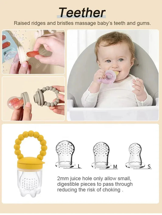 Silicone Baby Fruit Feeder and Food/Breast Milk Storage Ice Cube Tray - Peekabox